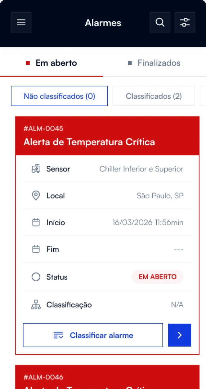 Aplicativo BEM com gestão de alarmes pelo celular